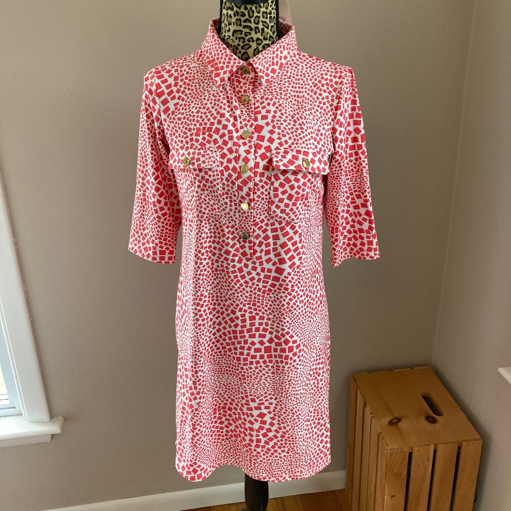 Elizabeth McKay 3/4 sleeve, 3/4 Button down shirt dress